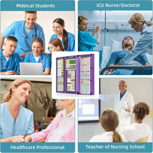 Nursing Clipboard Foldable with Nursing Edition Cheat Sheets,3 Layers Foldable Nurse Clip Boards Notepad for Students, Nurses and Doctors (Purple) in Saudi Arabia