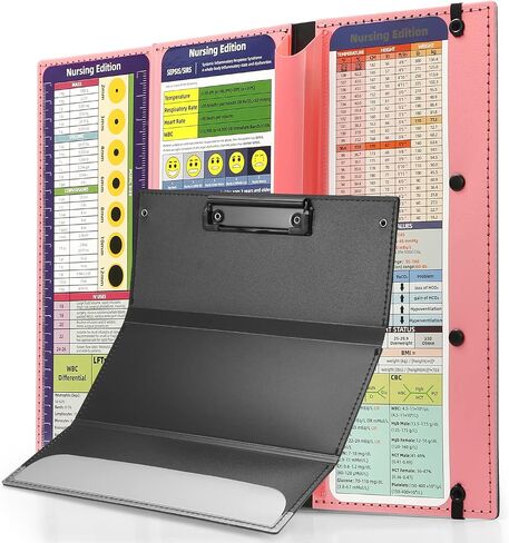 Nursing Clipboard Foldable with Nursing Edition Cheat Sheets,3 Layers Foldable Nurse Clip Boards Notepad for Students, Nurses and Doctors (Purple) in Saudi Arabia