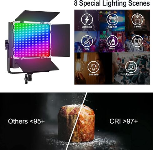 GVM 50SM Pro LED Video Light with Softboxes, RGB+Bi-Color Double Sided, Each Side 50W, Video Lighting Kit with Bluetooth Control, Led Panel Lights for YouTube, Studio, 3 Packs (GVM-50SM-3L) in Saudi Arabia