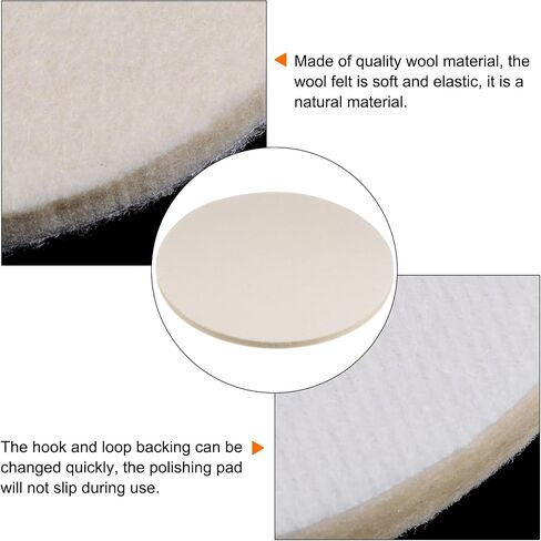 3pcs Wool Felt Polishing Pads, 6 inch Buffing Wheel Polish Pad Flocking Hook & Loop Back for Car Glass Plastic Metal Stone in Saudi Arabia