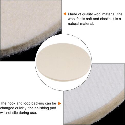 3pcs Wool Felt Polishing Pads, 6 inch Buffing Wheel Polish Pad Flocking Hook & Loop Back for Car Glass Plastic Metal Stone in Saudi Arabia