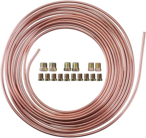 Brake Line Kit 25 ft 3/16 OD Flexible Copper Tube Roll 3/16" x 25' with 16 Fittings in Saudi Arabia
