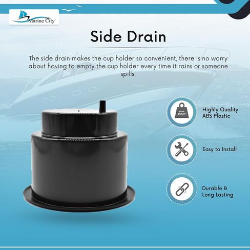 MARINE CITY Black ABS Plastic Cup Drink Can Holder with Side Drain for Boats – Yachts – RVs – Caravans – Cars – Game Tables (Pack of 1) in Saudi Arabia
