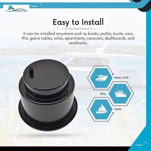 MARINE CITY Black ABS Plastic Cup Drink Can Holder with Side Drain for Boats – Yachts – RVs – Caravans – Cars – Game Tables (Pack of 1) in Saudi Arabia
