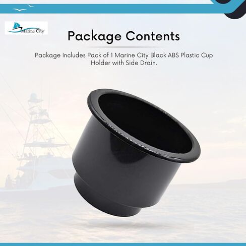 MARINE CITY Black ABS Plastic Cup Drink Can Holder with Side Drain for Boats – Yachts – RVs – Caravans – Cars – Game Tables (Pack of 1) in Saudi Arabia