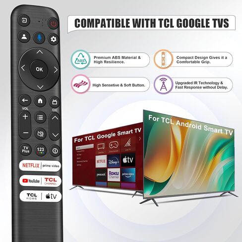 𝐑𝐂𝟖𝟏𝟑 Voice Remote Control for TCL TV Replacement Remote, Compatible with TCL-Google Q6/Q7/QM8/S3/S4 Series - RC813 in Saudi Arabia