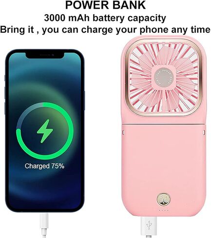 مروحة محمولة، مروحة رقبة قابلة للطي مع حبل، مروحة تبريد صغيرة قابلة لإعادة الشحن عبر USB، مروحة مكتب هادئة للنساء والرجال، حامل للهاتف المحمول، للسفر والمنزل والمكتب في الهواء الطلق (أبيض) in Kuwait