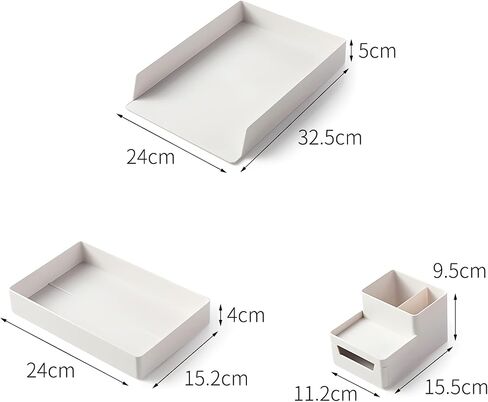 Plastic Desk Organizer Accessories, Stackable Paper Letter Tray 2-Piece, for Home or Office Use. (Cream White - 2 Letter Tray) in Saudi Arabia