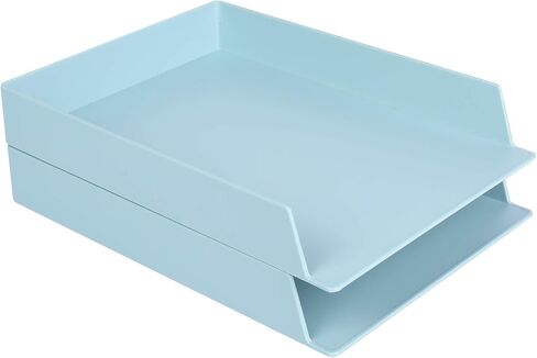 Plastic Desk Organizer Accessories, Stackable Paper Letter Tray 2-Piece, for Home or Office Use. (Cream White - 2 Letter Tray) in Saudi Arabia