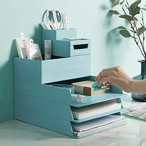 Plastic Desk Organizer Accessories, Stackable Paper Letter Tray 2-Piece, for Home or Office Use. (Cream White - 2 Letter Tray) in Saudi Arabia