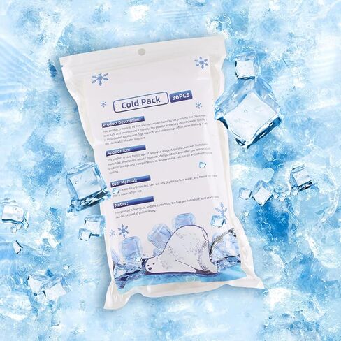 36pc Dry Ice Packs Shipping Cold Packs for Frozen Food, 7.3in×4.33in Bulk Dry Ice Sheets for Coolers Reusable, Cold Shipping Packaging Keep Foods Drinks Cold in Saudi Arabia