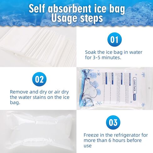 36pc Dry Ice Packs Shipping Cold Packs for Frozen Food, 7.3in×4.33in Bulk Dry Ice Sheets for Coolers Reusable, Cold Shipping Packaging Keep Foods Drinks Cold in Saudi Arabia