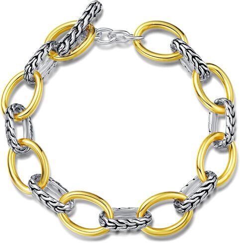 UNY JEWEL Two Tone X Cross Designer Inspired Twisted Cable Wire Ring Foxtail Link Bracelets Women Fashion Jewelry Christmas Gifts Size 7 in Saudi Arabia