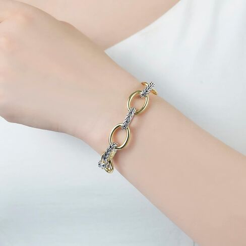 UNY JEWEL Two Tone X Cross Designer Inspired Twisted Cable Wire Ring Foxtail Link Bracelets Women Fashion Jewelry Christmas Gifts Size 7 in Saudi Arabia