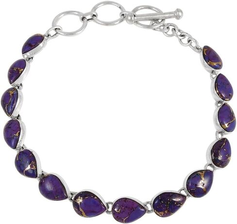 Turquoise Link Bracelet Sterling Silver 925 Genuine Turquoise & Gemstones in Saudi Arabia