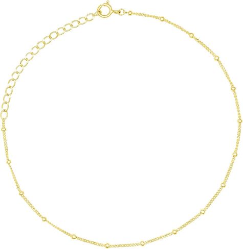 MAX + STONE 10K Yellow Gold Beaded Bracelet for Women | Solid Gold Bead Bracelets For Women with Secure Clasp | Hypoallergenic Real Gold Bracelet with 7.5-9.5 inch Adjustable Chain in Saudi Arabia