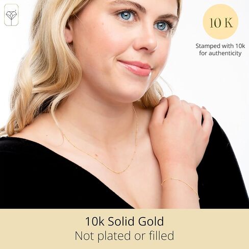 MAX + STONE 10K Yellow Gold Beaded Bracelet for Women | Solid Gold Bead Bracelets For Women with Secure Clasp | Hypoallergenic Real Gold Bracelet with 7.5-9.5 inch Adjustable Chain in Saudi Arabia