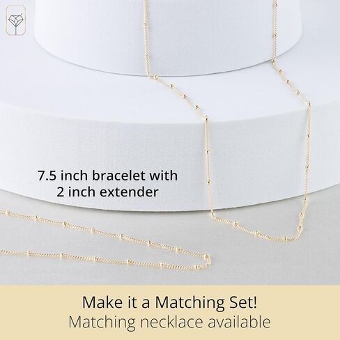 MAX + STONE 10K Yellow Gold Beaded Bracelet for Women | Solid Gold Bead Bracelets For Women with Secure Clasp | Hypoallergenic Real Gold Bracelet with 7.5-9.5 inch Adjustable Chain in Saudi Arabia