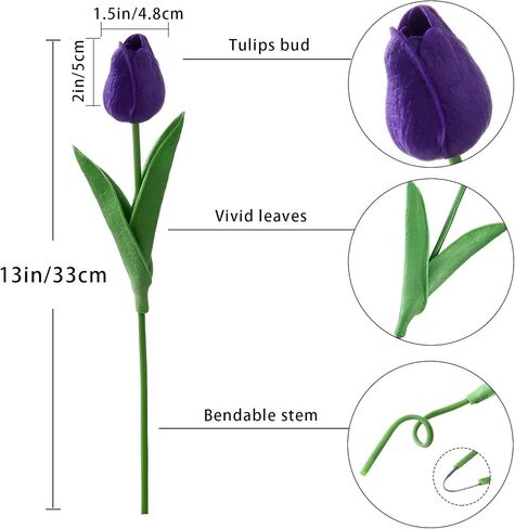 10Pcs Pink Tulips Real Touch Artificial Flowers Fake Flowers for Decoration Faux Flowers for Home Kitchen Office Wedding Spring Holidays Valentine's Day Decor in Saudi Arabia