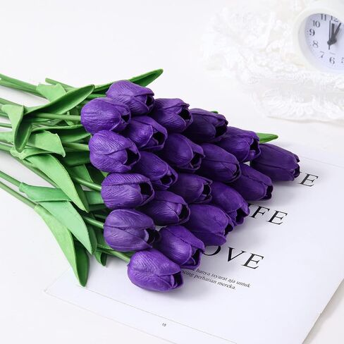 10Pcs Pink Tulips Real Touch Artificial Flowers Fake Flowers for Decoration Faux Flowers for Home Kitchen Office Wedding Spring Holidays Valentine's Day Decor in Saudi Arabia