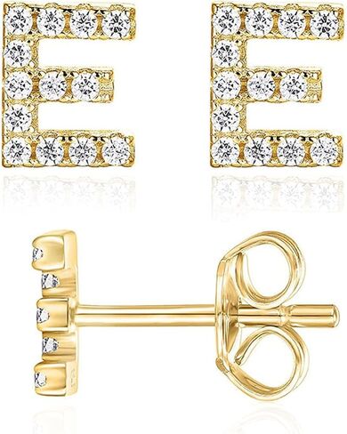 Initial Stud Earrings for Girls 18K Gold Plated CZ Simulated Diamond Stud Earrings Hypoallergenic Earrings for Women (B) in Saudi Arabia