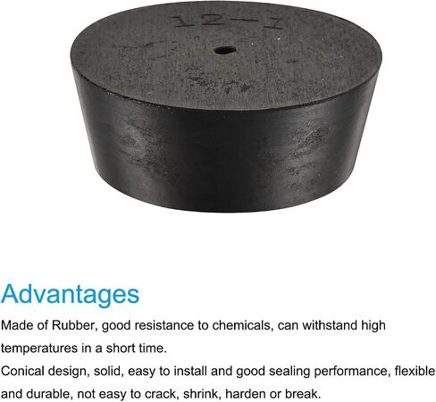 MECCANIXITY Rubber Tapered Plug 27mm to 34mm with Hole Test Tubes Bungs Stopper Black for Lab Home 3 Pieces in Saudi Arabia