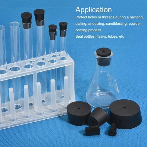 MECCANIXITY Rubber Tapered Plug 27mm to 34mm with Hole Test Tubes Bungs Stopper Black for Lab Home 3 Pieces in Saudi Arabia