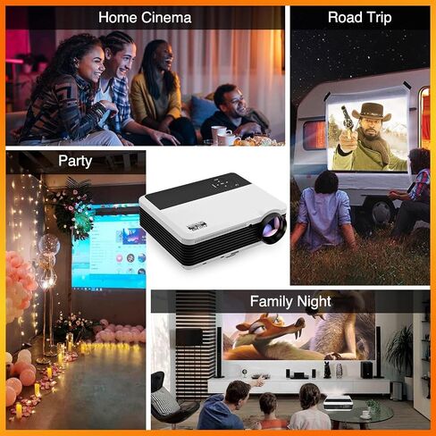1080P Projector Indoor Outdoor, 6000 Lumen High Brightness Full HD Projector for PC Laptop Phone, LCD Home Entertainment Projector with Zoom Keystone Compatible with iPhone PS5 Switch HDMI VGA USB in Saudi Arabia