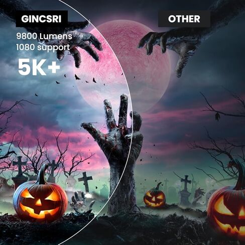 2023 جهاز عرض GINCSRI صغير لأجهزة عرض الفيديو iphone HD 1080P 9800 لومن 200 بوصة جهاز عرض فيلم منزلي صغير محمول جهاز عرض تلفزيون محمول محمول جهاز عرض خارجي مع مكبرات صوت حامل ثلاثي القوائم HDMI USB in Kuwait