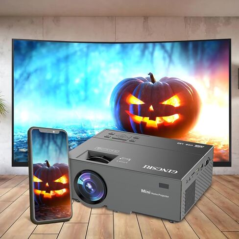 2023 جهاز عرض GINCSRI صغير لأجهزة عرض الفيديو iphone HD 1080P 9800 لومن 200 بوصة جهاز عرض فيلم منزلي صغير محمول جهاز عرض تلفزيون محمول محمول جهاز عرض خارجي مع مكبرات صوت حامل ثلاثي القوائم HDMI USB in Kuwait