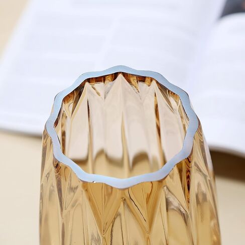Blue Glass Vase Modern Ribbed Glass Vase for Flowers, Candles, and Decorative Accents - Tall/Short Glass Vase for Centerpieces Home Table Decor(Blue H12.0inch) in Saudi Arabia