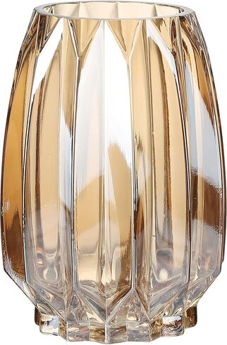 Blue Glass Vase Modern Ribbed Glass Vase for Flowers, Candles, and Decorative Accents - Tall/Short Glass Vase for Centerpieces Home Table Decor(Blue H12.0inch) in Saudi Arabia