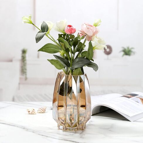 Blue Glass Vase Modern Ribbed Glass Vase for Flowers, Candles, and Decorative Accents - Tall/Short Glass Vase for Centerpieces Home Table Decor(Blue H12.0inch) in Saudi Arabia