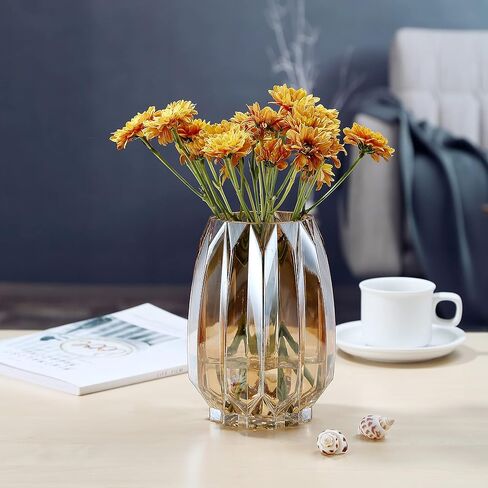 Blue Glass Vase Modern Ribbed Glass Vase for Flowers, Candles, and Decorative Accents - Tall/Short Glass Vase for Centerpieces Home Table Decor(Blue H12.0inch) in Saudi Arabia
