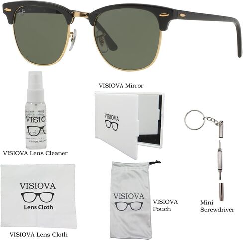 Ray-Ban RB3016 Clubmaster Sunglasses For Men For Women Bundle with VISIOVA Accessories in Saudi Arabia