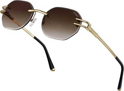Rimless Sunglasses for Men Womens Trendy Sunglasses Retro Sun Glasses UV Protection 70s Frameless Vintage Cool in Saudi Arabia