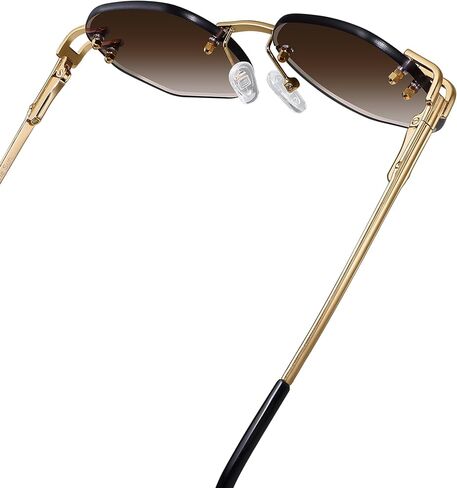 Rimless Sunglasses for Men Womens Trendy Sunglasses Retro Sun Glasses UV Protection 70s Frameless Vintage Cool in Saudi Arabia