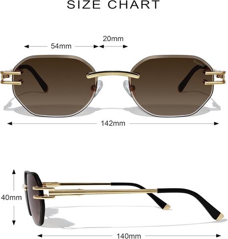 Rimless Sunglasses for Men Womens Trendy Sunglasses Retro Sun Glasses UV Protection 70s Frameless Vintage Cool in Saudi Arabia