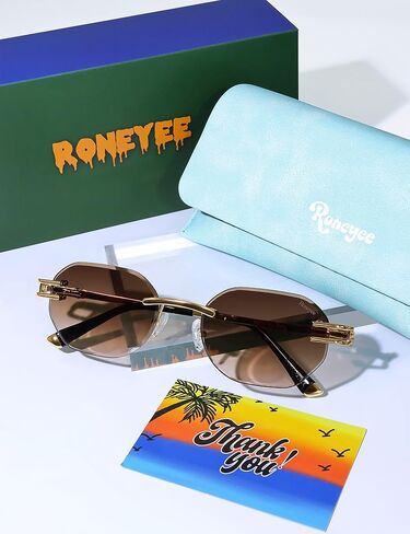 Rimless Sunglasses for Men Womens Trendy Sunglasses Retro Sun Glasses UV Protection 70s Frameless Vintage Cool in Saudi Arabia