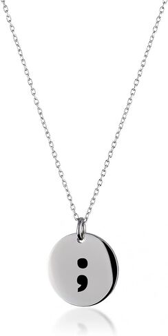 Semicolon Awareness Necklace, Pause Pendant Necklace Jewelry for Anxiety and Mental Health Awareness, 316L Surgical Stainless Steel in Kuwait