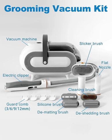 Dog Grooming Kit & Vacuum, Dog Clippers for Grooming with 7-in-1 Pet Grooming Tools and 1.8L Large Dust Cup, 99% Hair Suction, Dog Hair Vacuum Groomer for Shedding Dogs Cats, Hair Cleaning in Saudi Arabia