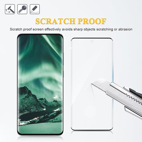 [3+2 حزمة] واقي شاشة Galaxy S21 Ultra + واقي عدسة الكاميرا، تغطية كاملة الوضوح، زجاج مقسى 9H، دعم بصمات الأصابع بالموجات فوق الصوتية، مضاد للفقاعات، منحني ثلاثي الأبعاد عالي الدقة لهاتف Samsung S21 Ultra (6.8 بوصة) in Kuwait