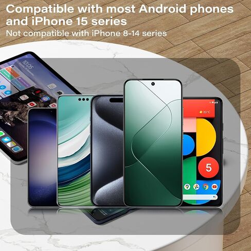 ميكروفون Bunog اللاسلكي لهاتف Android وسلسلة iPhone 15 وميكروفون USB C مع عرض مستوى البطارية وإلغاء الضوضاء وميكروفون على شكل طية صدر لتسجيل الفيديو in Kuwait