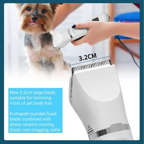 Dog Clippers Grooming Kit with 4 Cutter Heads, Hair Clipper- Super Quiet Paw Trimmer- Rechargeable - Cordless Waterproof Nail Grinder Shaver for Dog and Cats (White) in Kuwait
