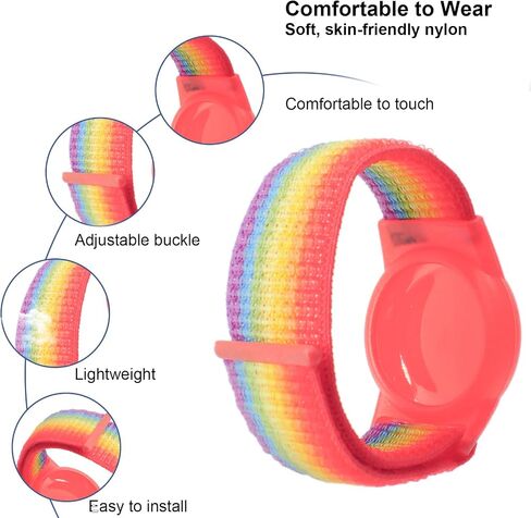 Kids Wristband Compatible with Apple AirTag, Protective Case for Air Tag GPS Tracker Holder with Nylon Bracelet, Adjustable Anti Lost Watch Band for Toddler Child Elder, Blue in Saudi Arabia