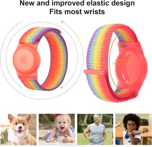 Kids Wristband Compatible with Apple AirTag, Protective Case for Air Tag GPS Tracker Holder with Nylon Bracelet, Adjustable Anti Lost Watch Band for Toddler Child Elder, Blue in Saudi Arabia