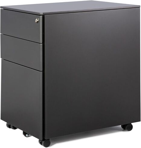 File Cabinet with Lock 3 Drawer Locking Lateral Filing Cabinet Metal Office File Cabinet Horizontal Filing Organizer with Hanging Rack for Legal/Letter Size, Black in Saudi Arabia