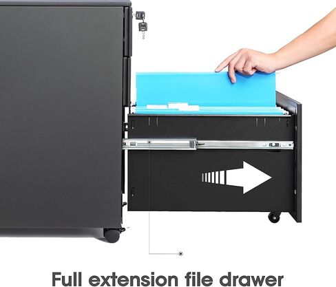 File Cabinet with Lock 3 Drawer Locking Lateral Filing Cabinet Metal Office File Cabinet Horizontal Filing Organizer with Hanging Rack for Legal/Letter Size, Black in Saudi Arabia