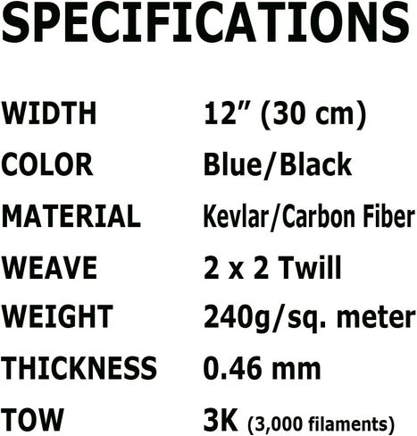 12" x 5 FT - Kevlar FABRIC-2x2 Twill WEAVE-3K/240g (Blue) in Saudi Arabia