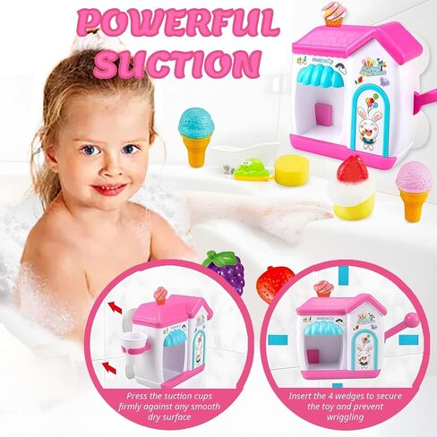 Bath Tub Toys for Kids Ages 4-8- Pretend Ice Cream Toy Bath Bubble Maker Foam Bath Toy Set-No Hole Mold Free Bath Toys for Toddlers 1-3-Boy Girl-Birthday Gift Ideas in Saudi Arabia